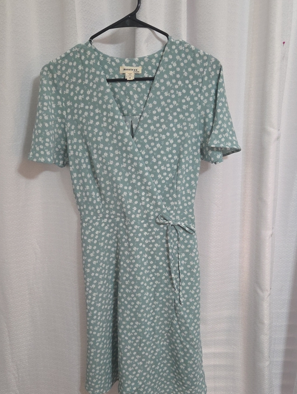 Monteau Mint Green Floral Wrap Dress